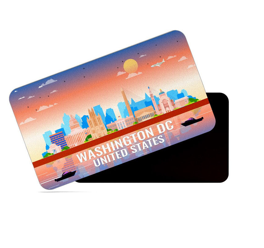 dhcrafts Rectangular Rubber Fridge Magnet / Magnetic Card Multicolor United States Washington DC Design Pack of 1 (8.6cm x 5.4cm)